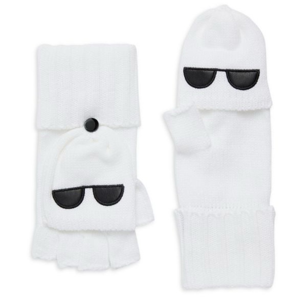 KARL LAGERFELD PARIS Appliqué Flip Top Mitten